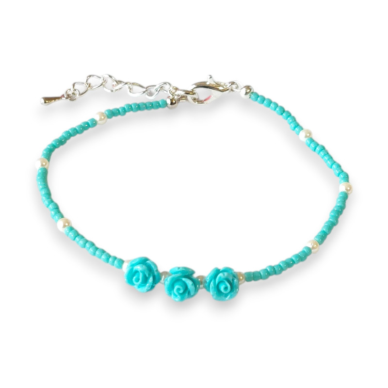Turquoise Rose Chain Beads Bracelet Turquoise Rose Chain Beads Bracelet