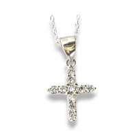 Silver Zirconia Cross Pendant Necklace