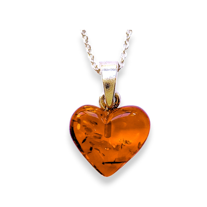 Amber Heart Sterling Silver Necklace Amber Heart Sterling Silver Necklace