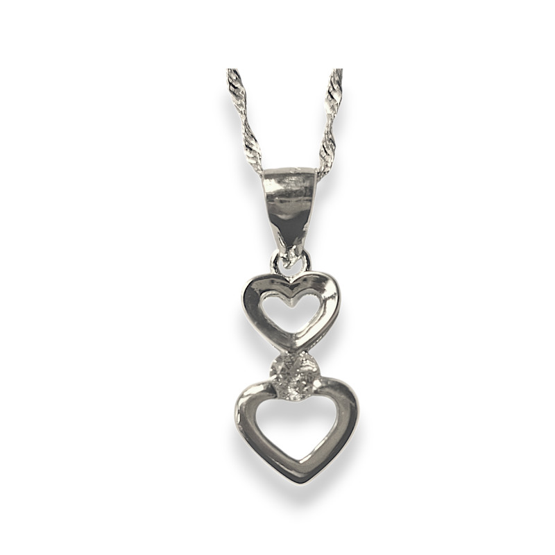 Hearts Sterling Silver Pendant Necklace Hearts Sterling Silver Pendant Necklace
