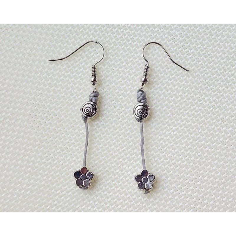 Suzie Blue Silver Flower Beads Cotton Drop Earrings Suzie Blue Silver Flower Beads Cotton Drop Earrings