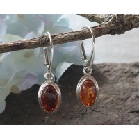Amber Sterling Silver Drop Earrings