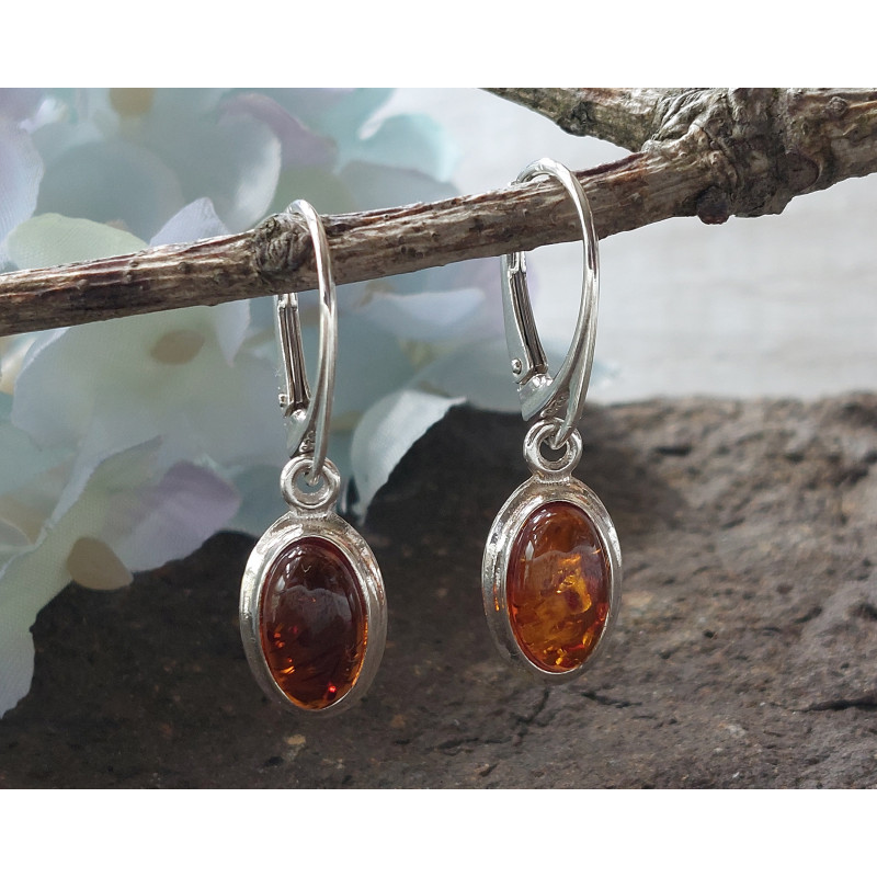 Amber Sterling Silver Drop Earrings Amber Sterling Silver Drop Earrings
