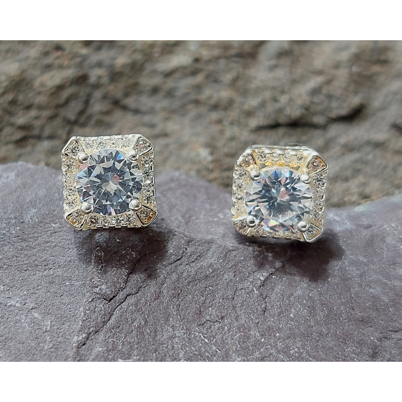 Silver Square Stud Earrings Silver Square Stud Earrings