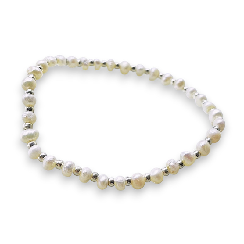 Pearl Silver Beads Stretch Bracelet Pearl Silver Beads Stretch Bracelet