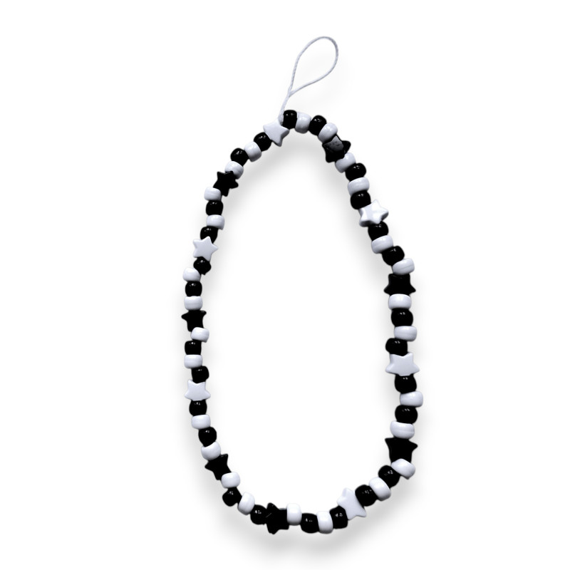 Black and White Beads Phone Strap Charm Black and White Beads Phone Strap Charm