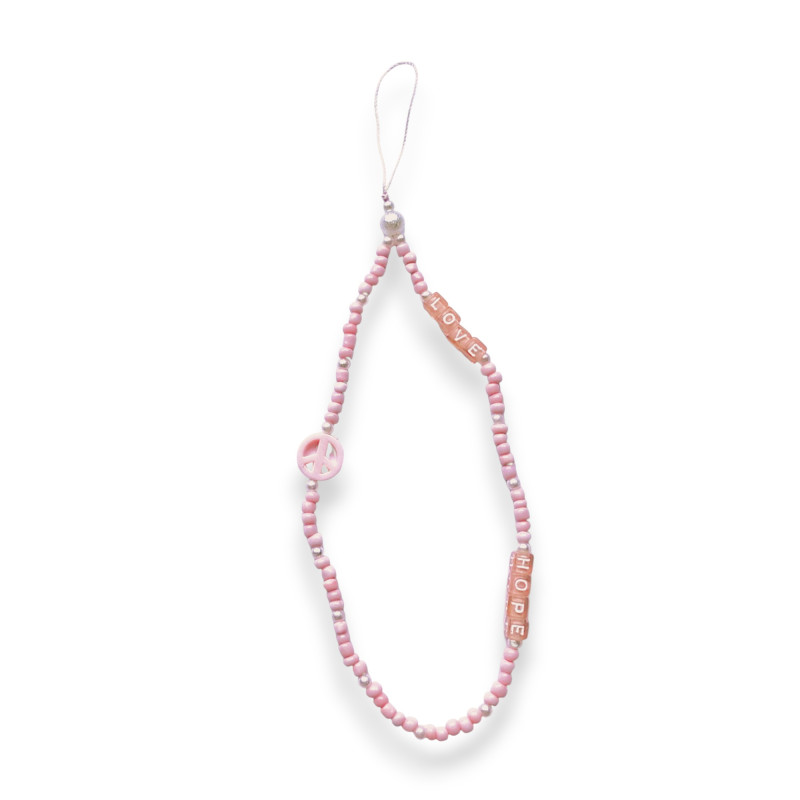 Pink Love Hope Peace Phone Charm Strap Pink Love Hope Peace Phone Charm Strap