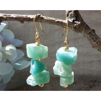 Natural Raw Gemstone Drop Earrings