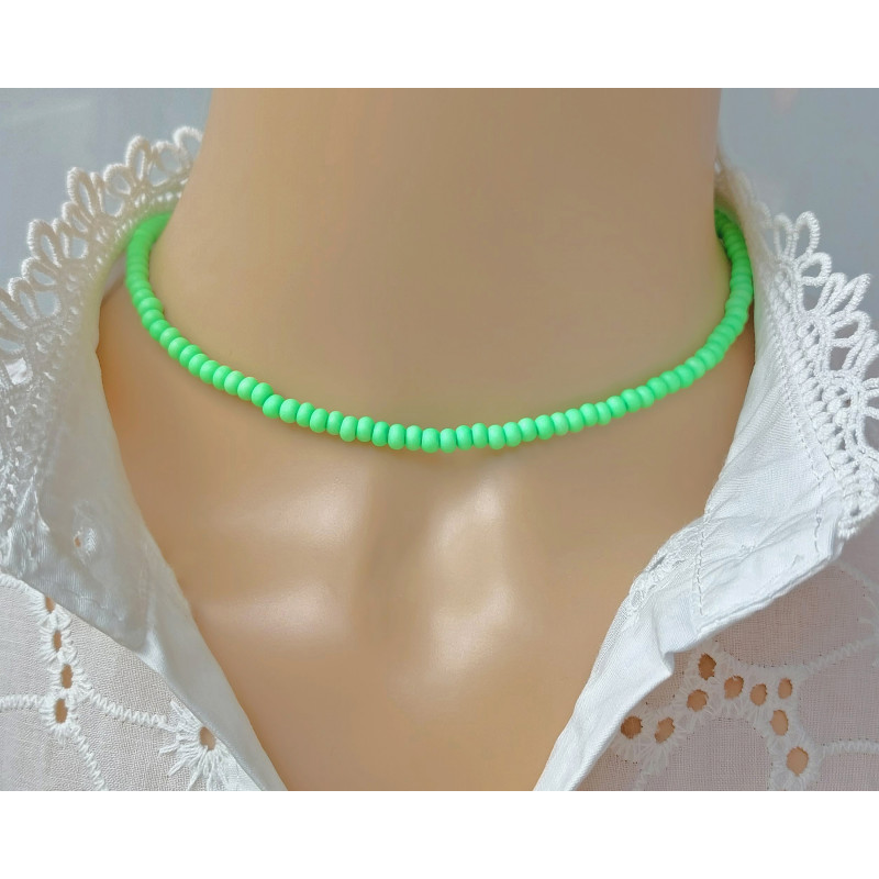 Beaded Chain Choker Necklace Neon 4mm Beaded Chain Choker Necklace Neon 4mm