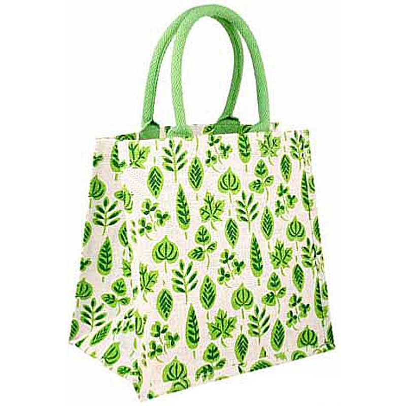 Jute Bag - Spring Green Leaves Jute Bag - Spring Green Leaves