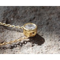 Gold Slider Solitaire Necklace 