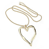 Lagenlook Large Heart Pendant Long Necklace