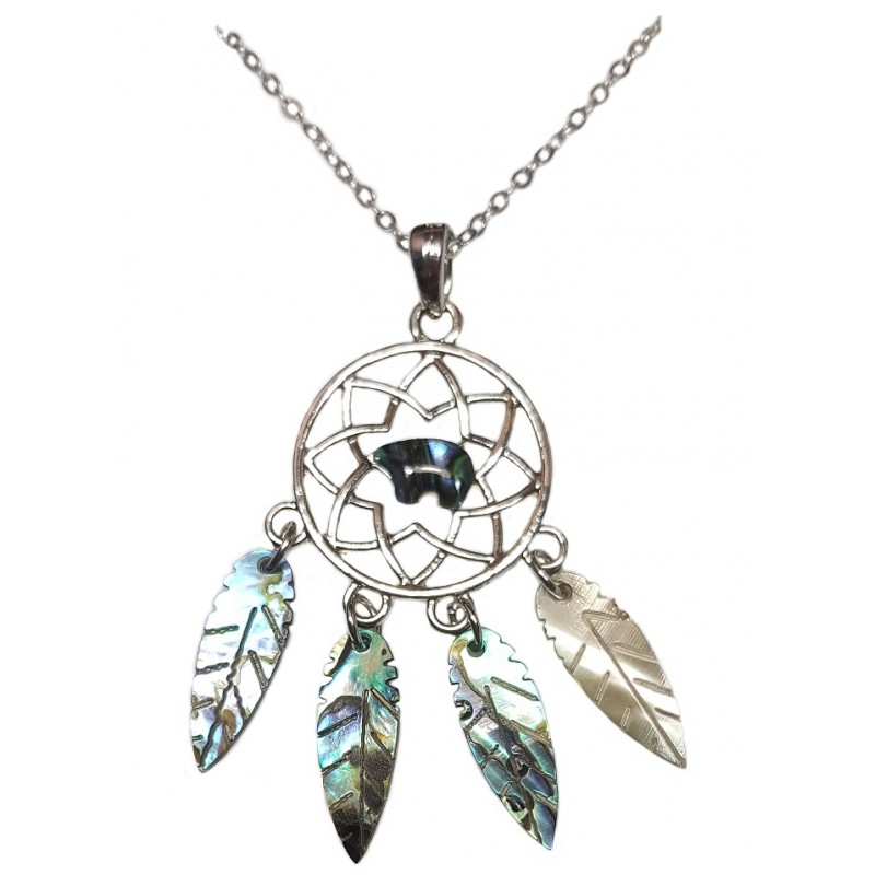 Dream Catcher Spirit Bear Paua Abalone Shell Pendant Necklace Dream Catcher Spirit Bear Paua Abalone Shell Pendant Necklace