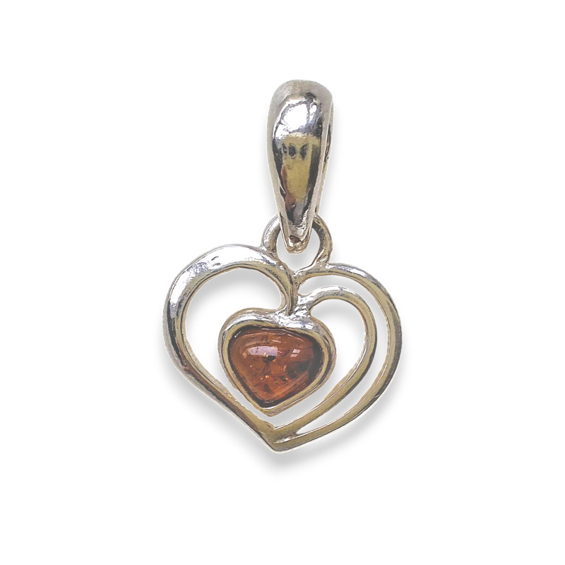 Amber Heart Sterling Silver Pendant Amber Heart Sterling Silver Pendant