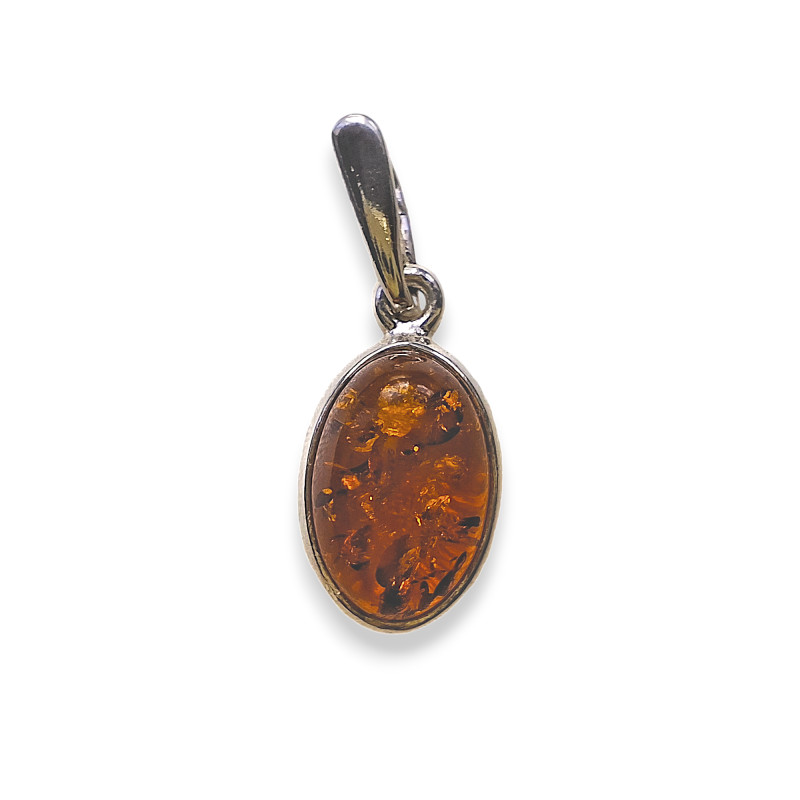 Amber Oval Sterling Silver Dainty Pendant Amber Oval Sterling Silver Dainty Pendant