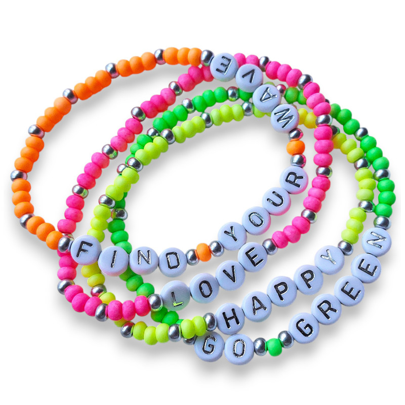 Custom Name Bracelet - Neon Colours 4mm Custom Name Bracelet - Neon Colours 4mm