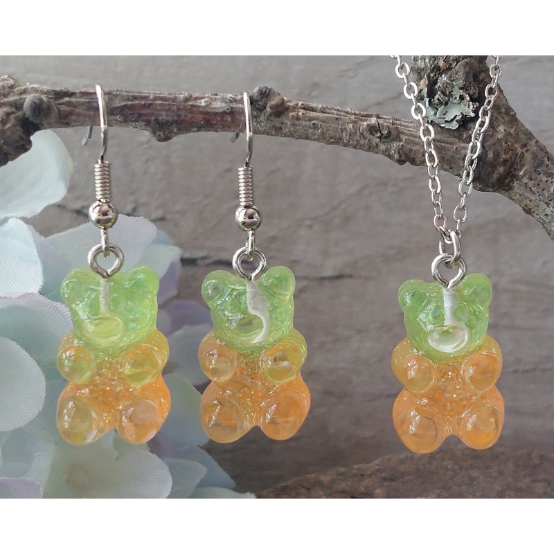 Bear Necklace Earrings Set Bear Necklace Earrings Set