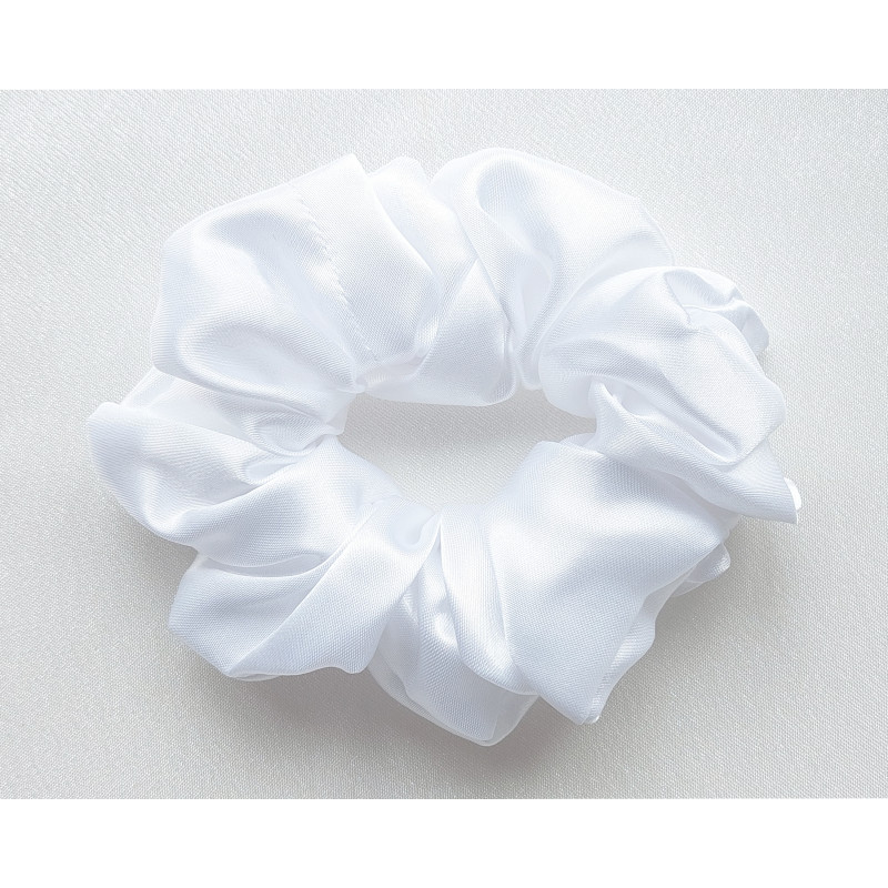Scrunchie - White Silky Satin Scrunchie - White Silky Satin