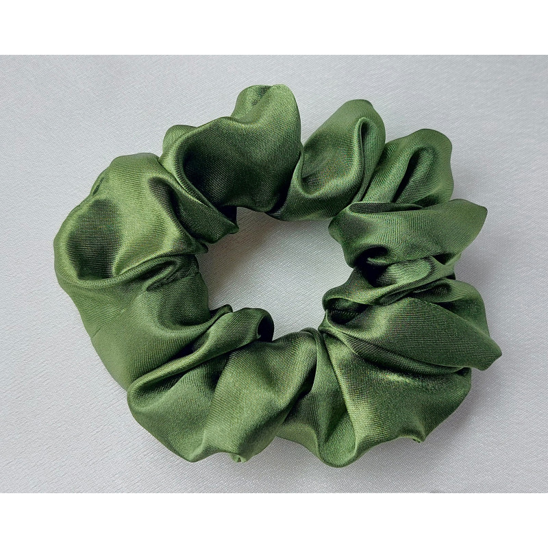 Scrunchie - Olive Green Silky Satin Scrunchie - Olive Green Silky Satin