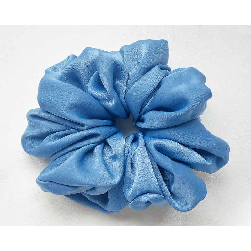 Scrunchie - Copen Blue Velvet Satin Scrunchie - Copen Blue Velvet Satin