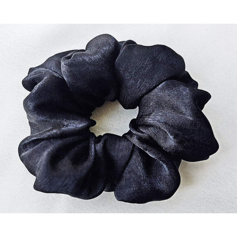 Scrunchie - Black Velvet Satin Scrunchie - Black Velvet Satin