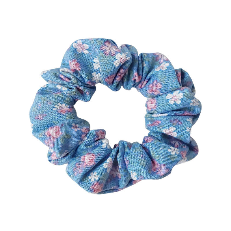 Scrunchie - Blue Floral Cotton