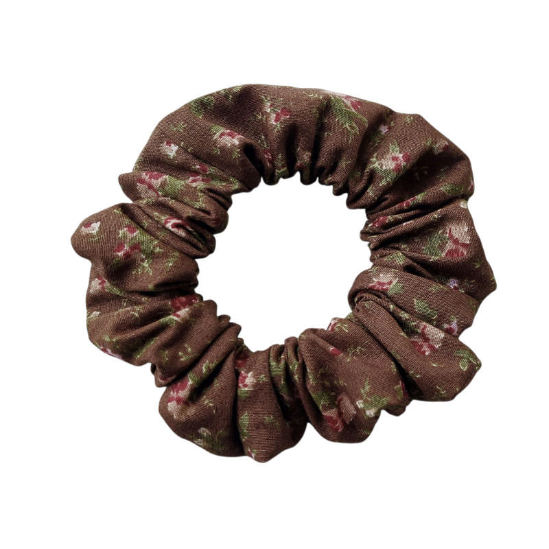Floral Brown Scrunchie