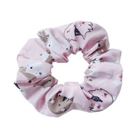 Pink Scrunchie - Cats Print Cotton