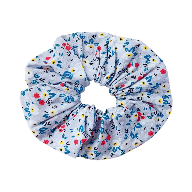 Scrunchie - Floral Light Grey