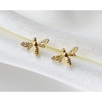 Bee Stud Earrings Gold Vermeil