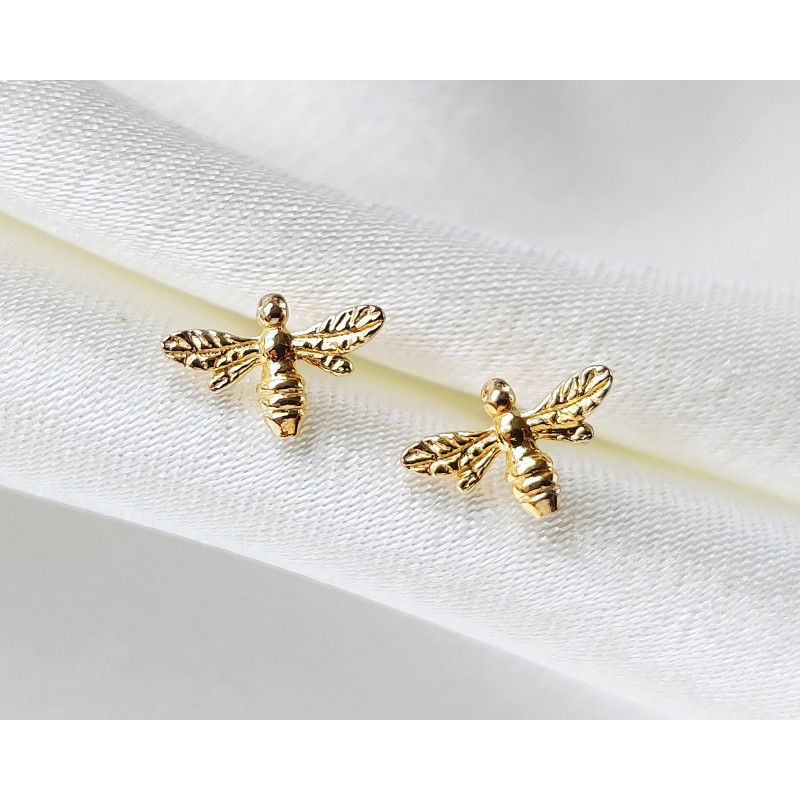 Bee Stud Earrings Gold Vermeil Bee Stud Earrings Gold Vermeil