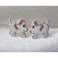 White Dog Earrings 925 Sterling Silver