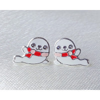 Seal Earrings 925 Sterling Silver 