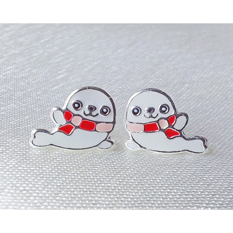 Seal Earrings 925 Sterling Silver Seal Earrings 925 Sterling Silver