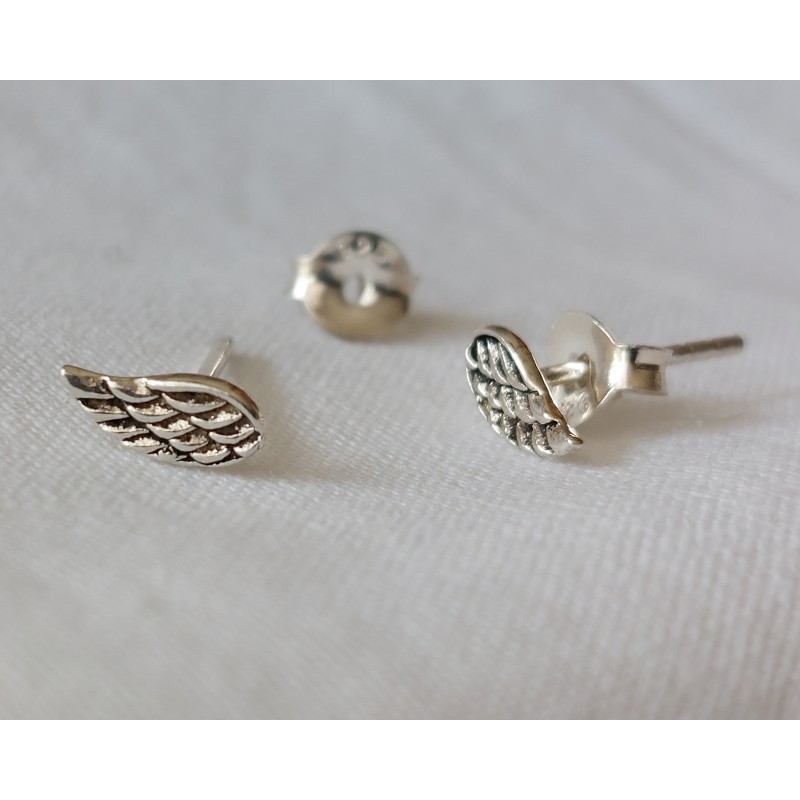 Sterling Silver Dainty Angel Wing Stud Earrings Sterling Silver Dainty Angel Wing Stud Earrings