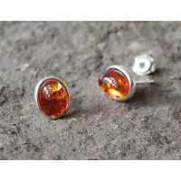 Oval Amber Earrings 925 Sterling Silver