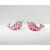 Whalecorn Earrings Pink 925 Sterling Silver