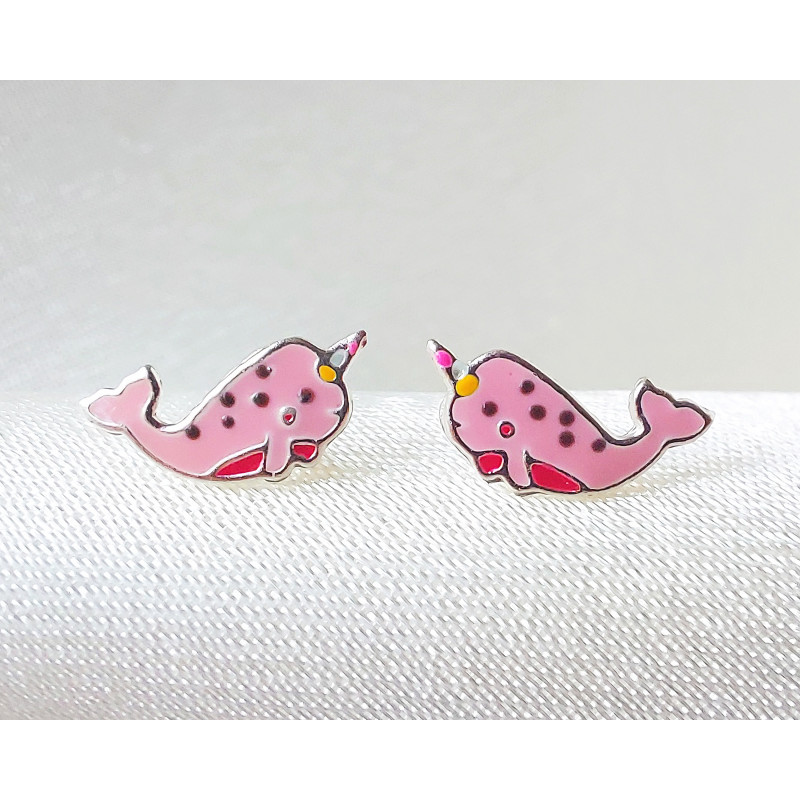 Whalecorn Earrings Pink 925 Sterling Silver Whalecorn Earrings Pink 925 Sterling Silver