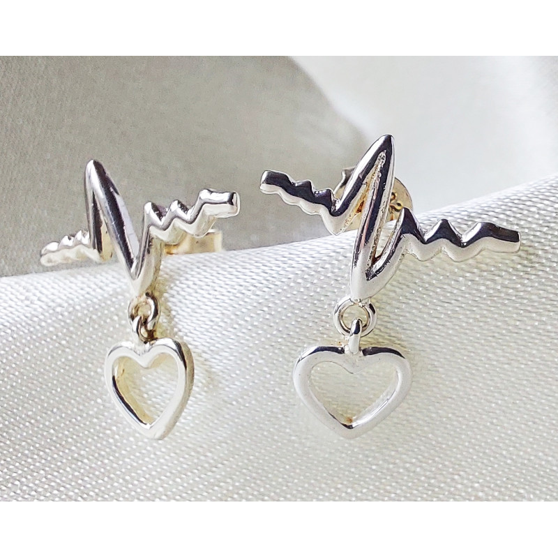 Silver Heartbeat Stud Earrings Silver Heartbeat Stud Earrings