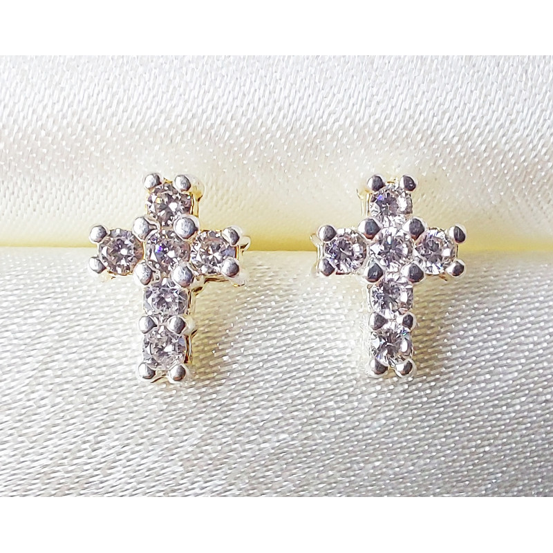 Silver Zirconia Dainty Cross Stud Earrings Silver Zirconia Dainty Cross Stud Earrings