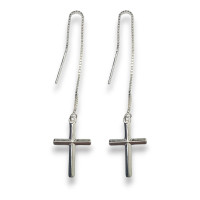 Cross Pull Through Earrings 925 Sterling Silver