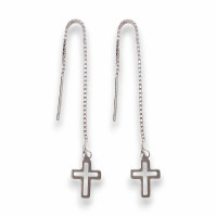 Cross Threader Earrings 925 Sterling Silver
