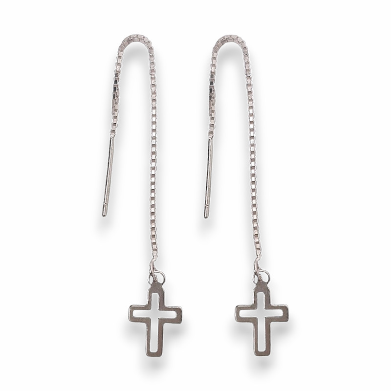 Cross Threader Earrings 925 Sterling Silver Cross Threader Earrings 925 Sterling Silver
