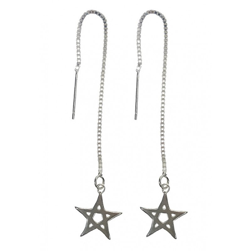 Star Threader Earrings Sterling Silver Star Threader Earrings Sterling Silver