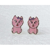 Pink Dog Earrings 925 Sterling Silver