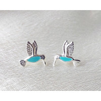 Blue Bird Earrings 925 Sterling Silver