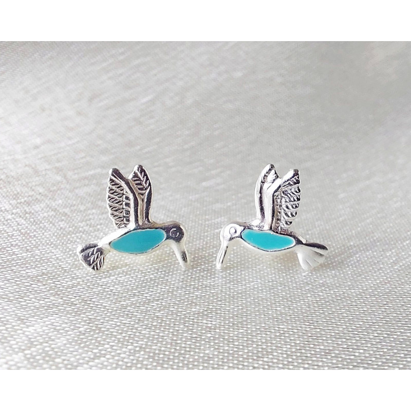 Blue Bird Earrings 925 Sterling Silver Blue Bird Earrings 925 Sterling Silver