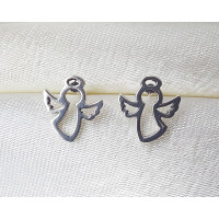 Silver Angel Stud Earrings 