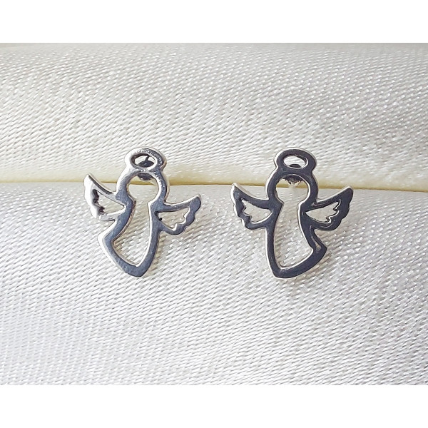 Silver Angel Stud Earrings 